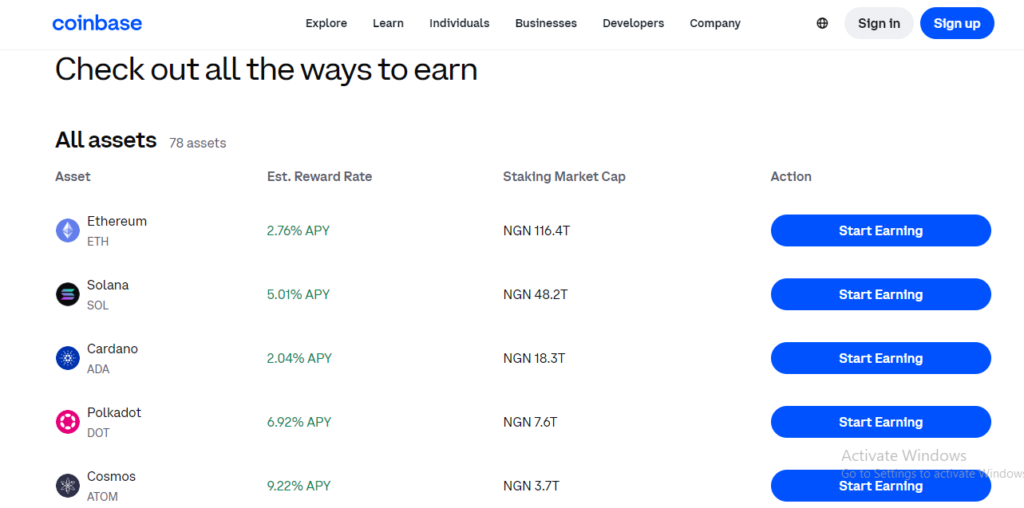 coinbase staking